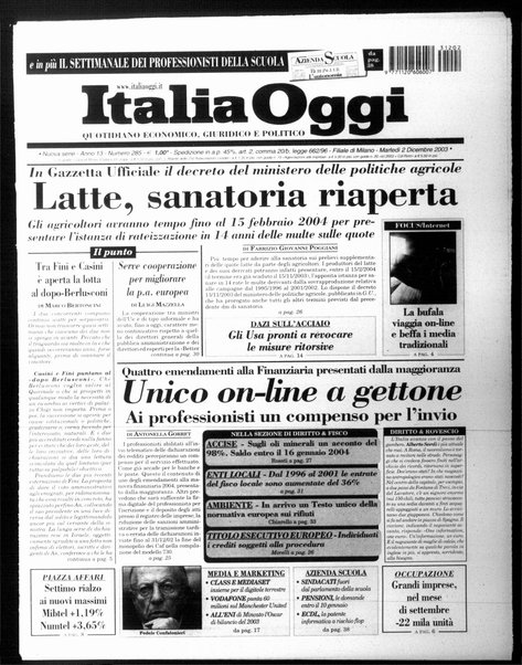 Italia oggi : quotidiano di economia finanza e politica